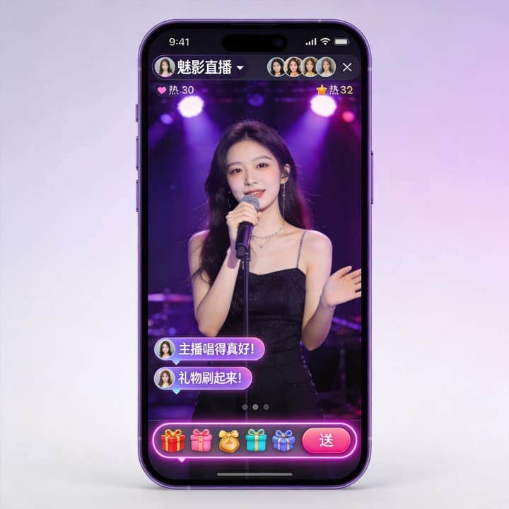 魅影直播APP直播间界面预览